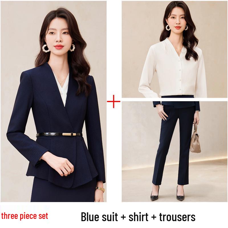 Professional Women's Suit Skirt Set 2024: Elegant Slimming Workwear for Beauty Salon and Property Consultants