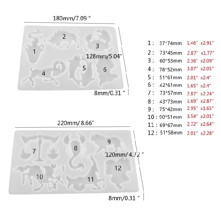 2Pcs Constellation Resin Mold Animal Pendant Epoxy Resin Mold for Jewelry Making