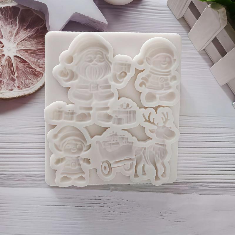 1pc Reindeer Santa Claus Sleigh Elf Christmas Silicone Sugarcraft Mold Cupcake Baking Mould Fondant Cake Decorating Tools