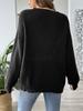 European & American Women's Color Block V-neck Loose Knit Sweater 