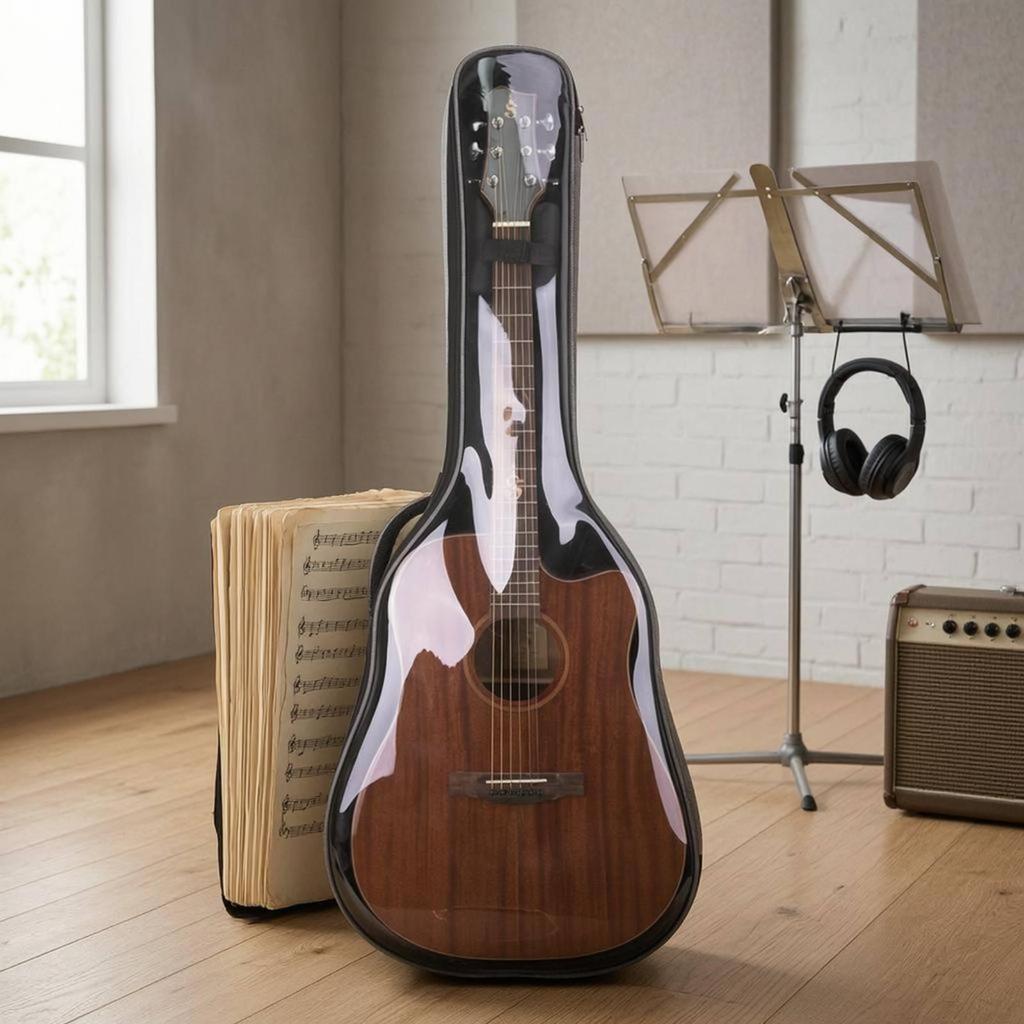 Transparent Guitar Bag Rubber Bottom Musical Gear Thick Padding