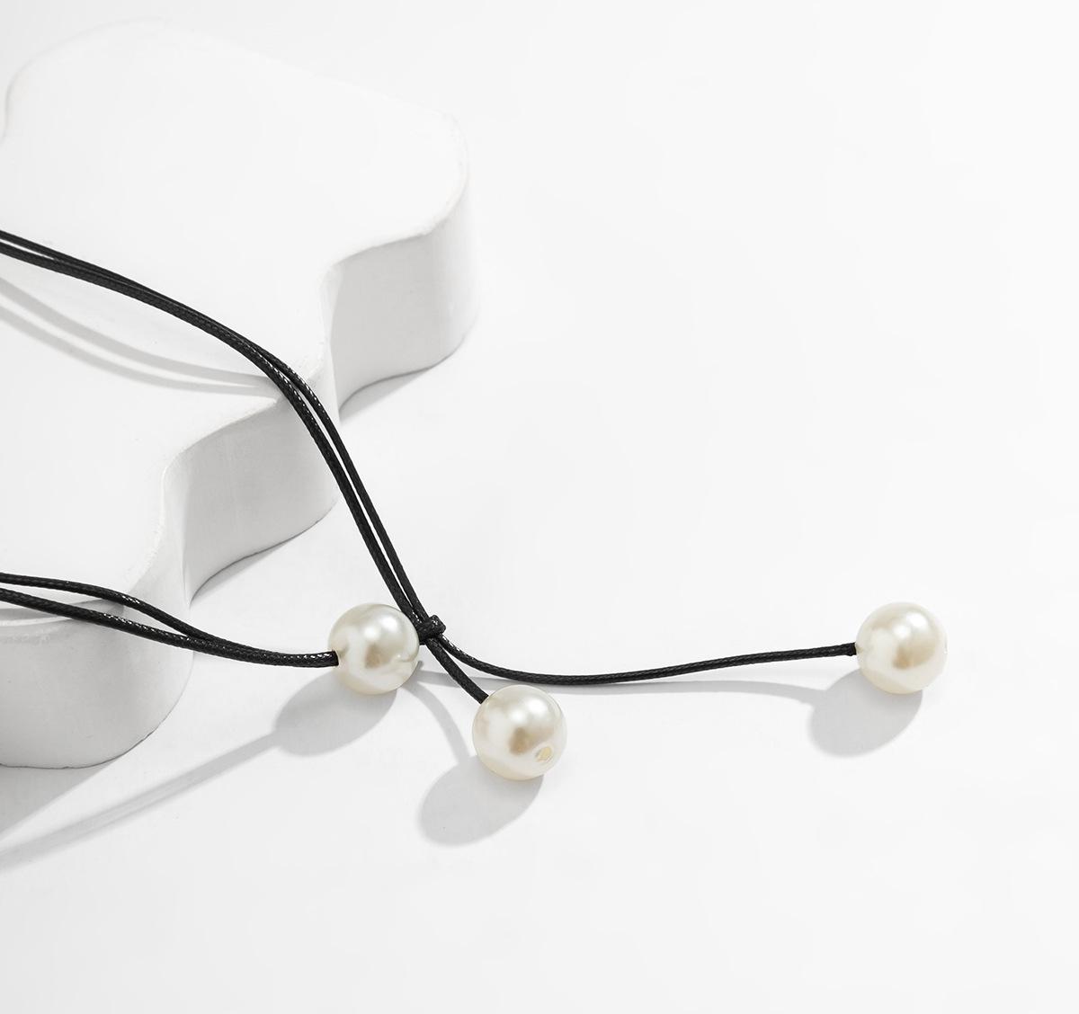 

Fashion, simplicity, imitation pearl, clavicle chain, double layer, wax thread, versatile necklace for women