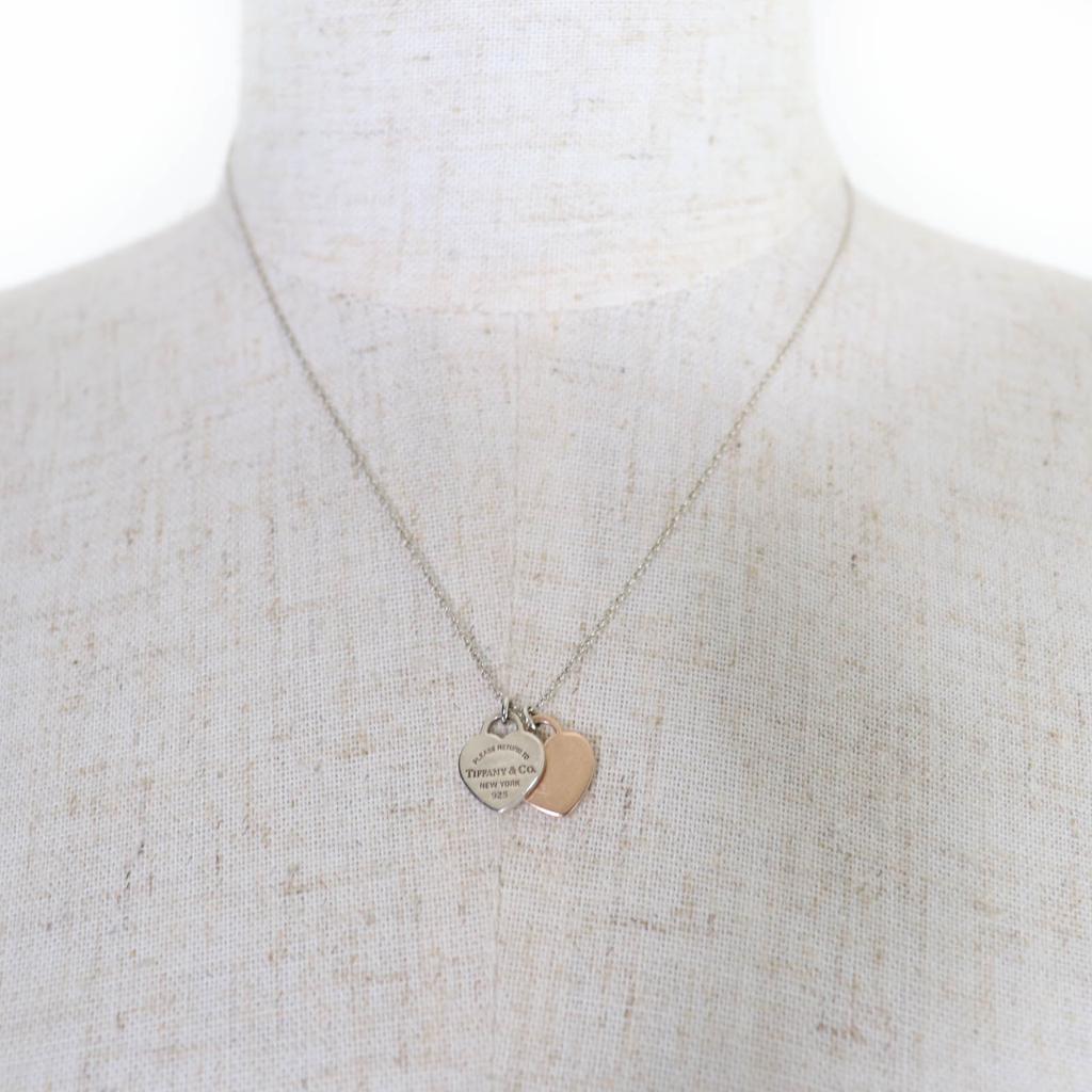 Bardzo dobry TIFFANY&Co. Naszyjnik Podwójny Wisiorek Serce Srebro 925 Kobiety Używany