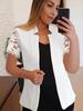 Ladies' Summer Fashion Solid Color Temperament Lace Short Sleeved Suit Professional Casual Jacket