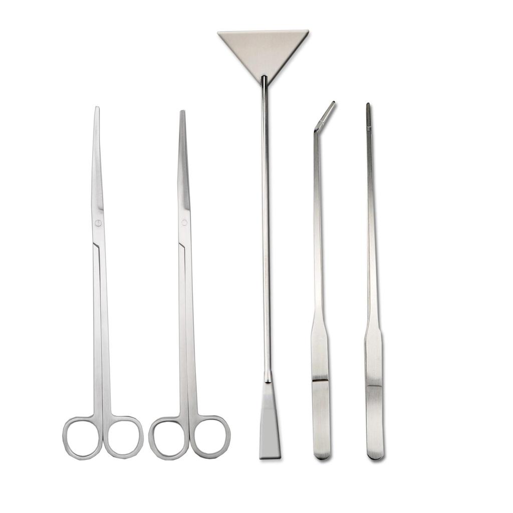 Aquatic Plant Care Kit: Scissors, Sand Leveler, Tweezers, Cloth Bag - 5-Piece Set.