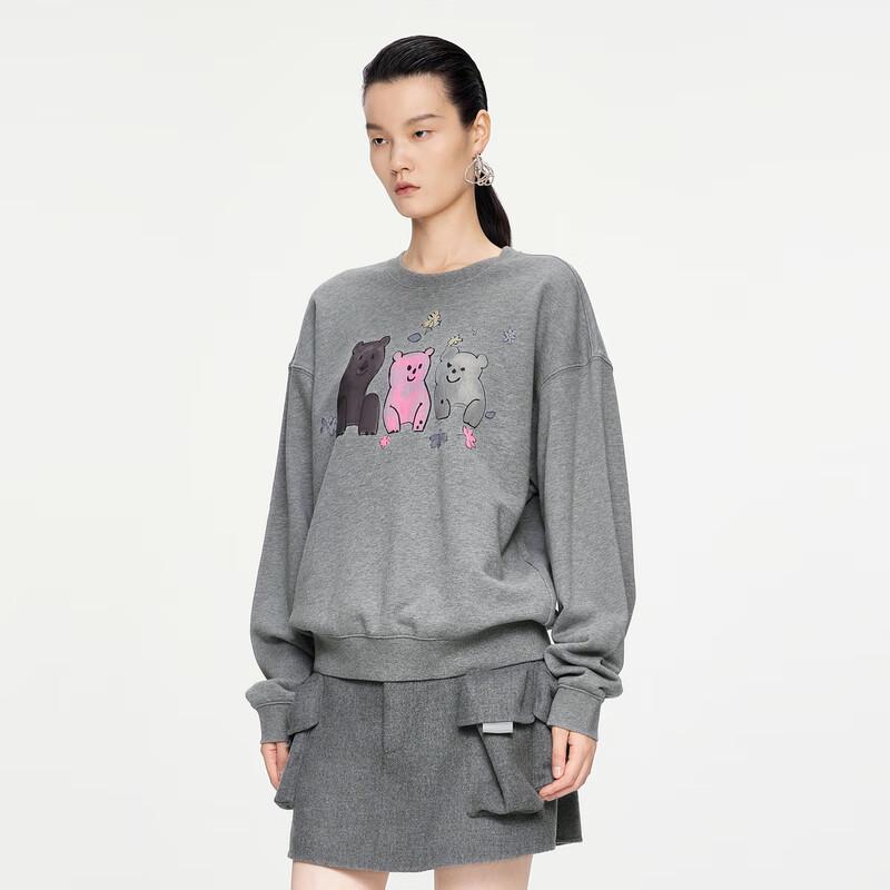 JNBY 2024 Autumn Animal Print Loose Fit Round Neck Sweatshirt