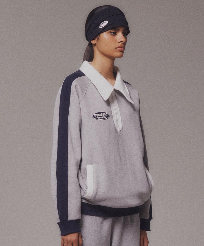 Minasu Color Combination Sweatshirt_Gray_Fleece-Lined Fabric