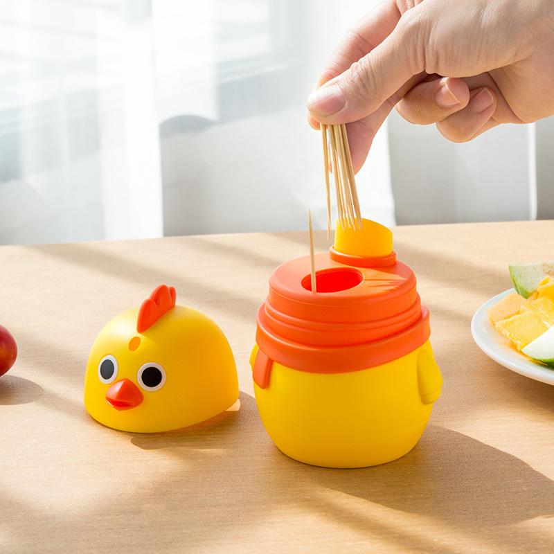 Automatischer Zahnstocherhalter im Cartoon-Stil mit automatischem Pop-Up für den Heimgebrauch, niedliches Hühnchen