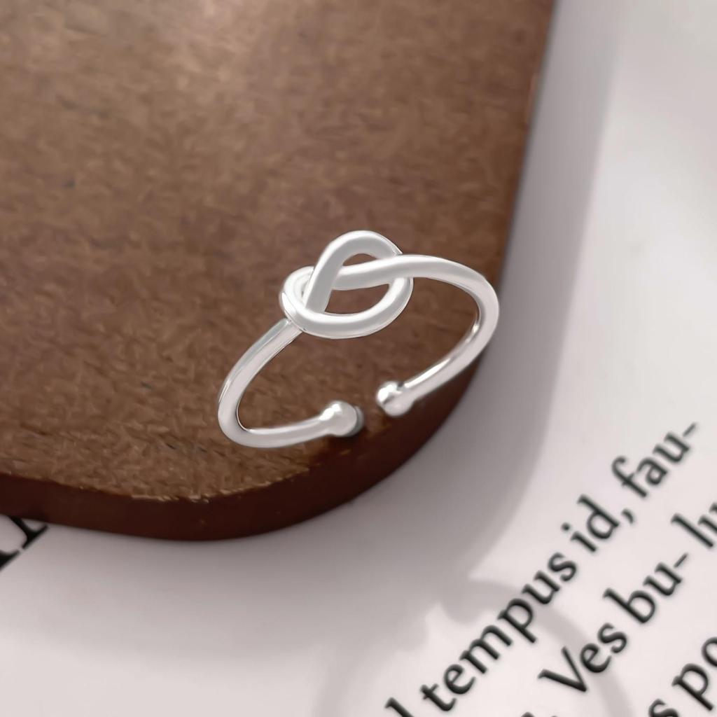 Heart-Shaped Woven Knot Open Ring - Korean Style Fashionable Simple Design