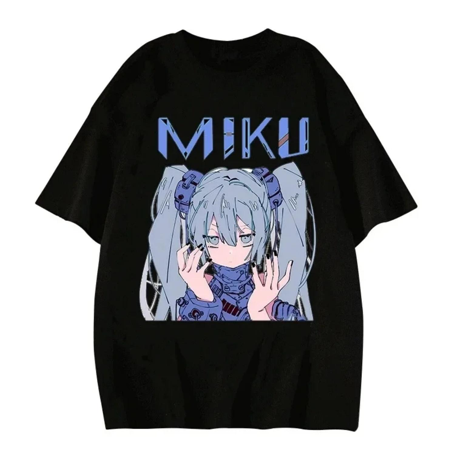 

Japanese Anime Character Cute MIKU 2024 New Style 2024 Summer T-Shirts Street Fashion Casual Style Short Sleeve Lady s T S чёрный