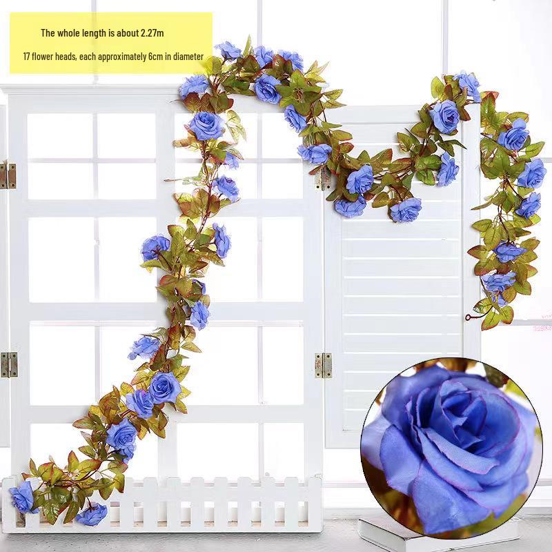 Rattan Plastic Rose Vine Artificial Flowers for Wedding Décor, Ceiling or Wall Hanging, and Air Conditioning Pipe Cover