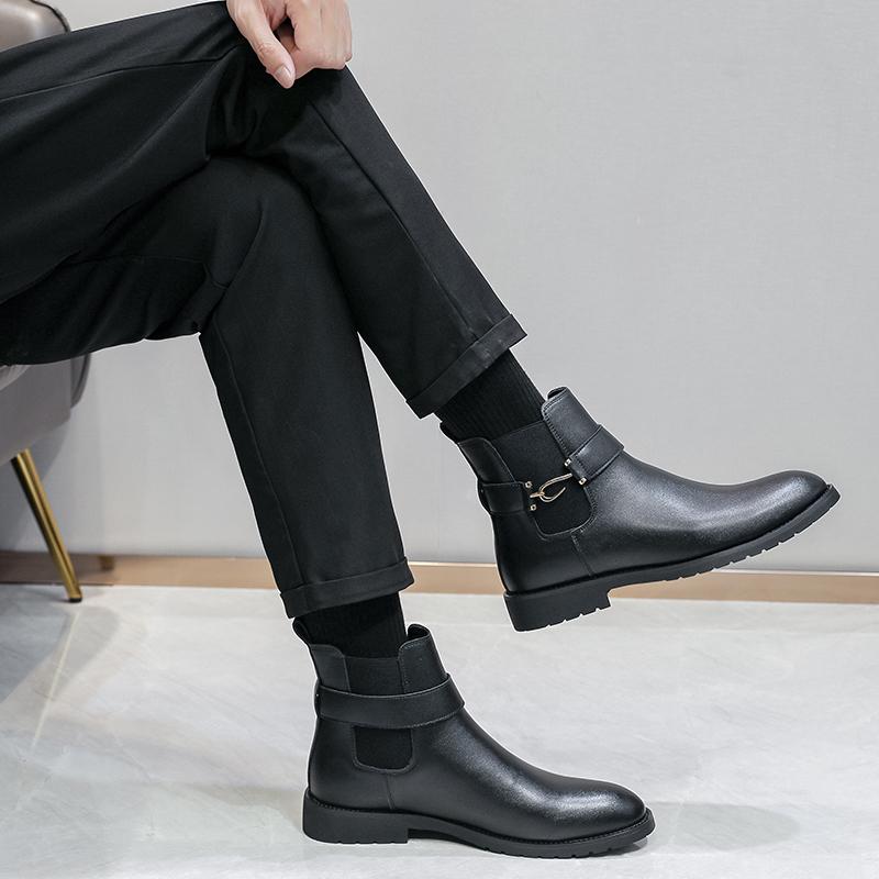 Fashion High Top Men's Leather Shoes Fashionable British Gentleman Style Outdoor Leisure Business Party DRESS Office Adult Shoes 38-46