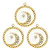 3pcs Elegant Gold Plated Steel Sunflower Necklace Pendant for Women with Enamel Tarot Card and Crescent Star Charm