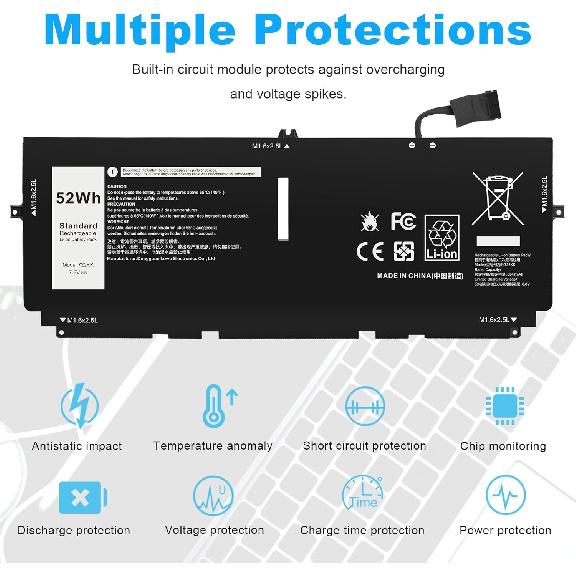 Fancy Buying 52Wh 722KK FP86V Laptop Battery for Dell XPS 13 9300 XPS 13 9310 XPS 13 9380 P117G P117G002 P117G001 Series Notebook 0WN0N0 WN0N0 02XXFW