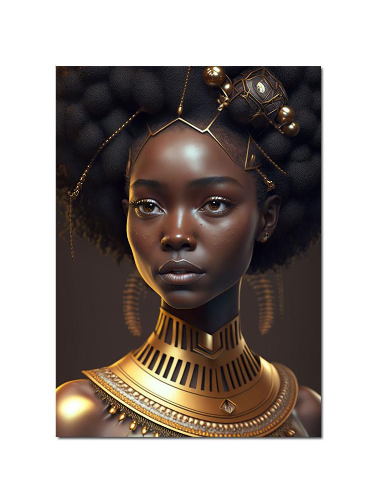 Schwarzgold Afrikanische Frau Porträt Poster Leinwand Malerei Abstrakte Wand Kunst Bild Für Moderne Wohnzimmer Dekoration