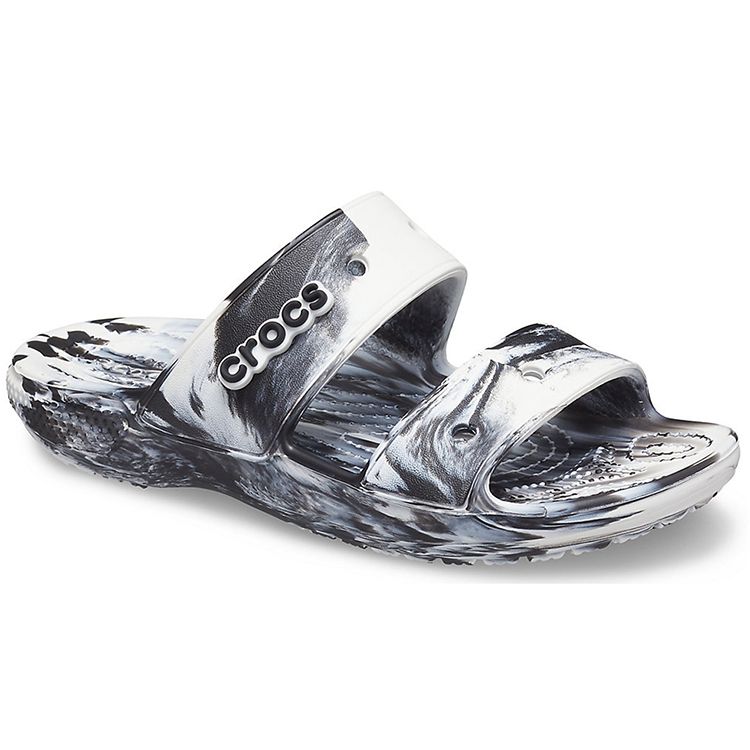 Crocs Classic Clog Marble Pattern Slip-On Sandals Unisex Footwear White Black 207701-103
