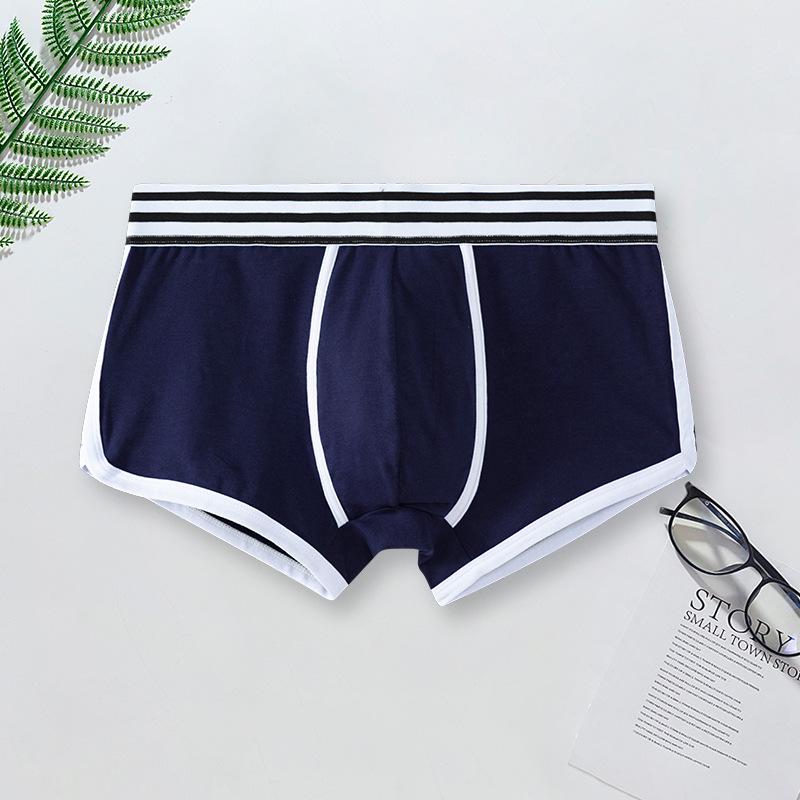 Men's Pure Cotton Boxer Briefs: Solid Color Trendy Sports Trunks