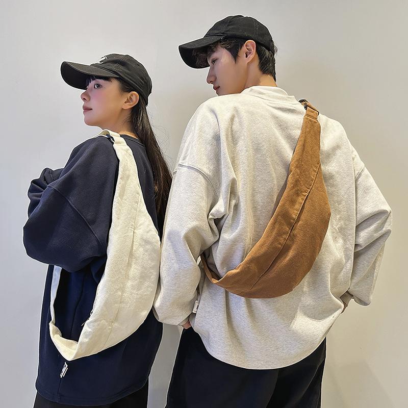 Canvas Chest Bag Women's Lightweight Riding Small Backpack Men's Large-Face Crossbody Small Bag