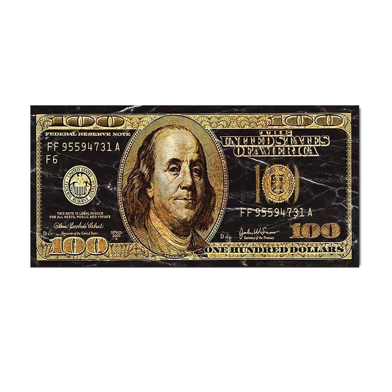 Creative Burning 100 Dollars Posters and Prints Modern Inspirational Bill Canvas Painting Wall Art for Living Room Home Decor