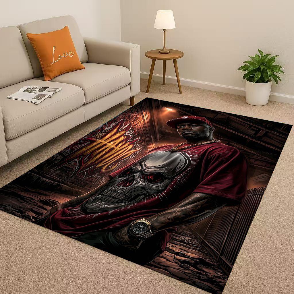 3D Classic Top Hip Hop Rapper Star Cartoon Art Living Room Non-Slip Area Rug Carpet for Bedroom Playroom Sofa,Home Decor Doormat