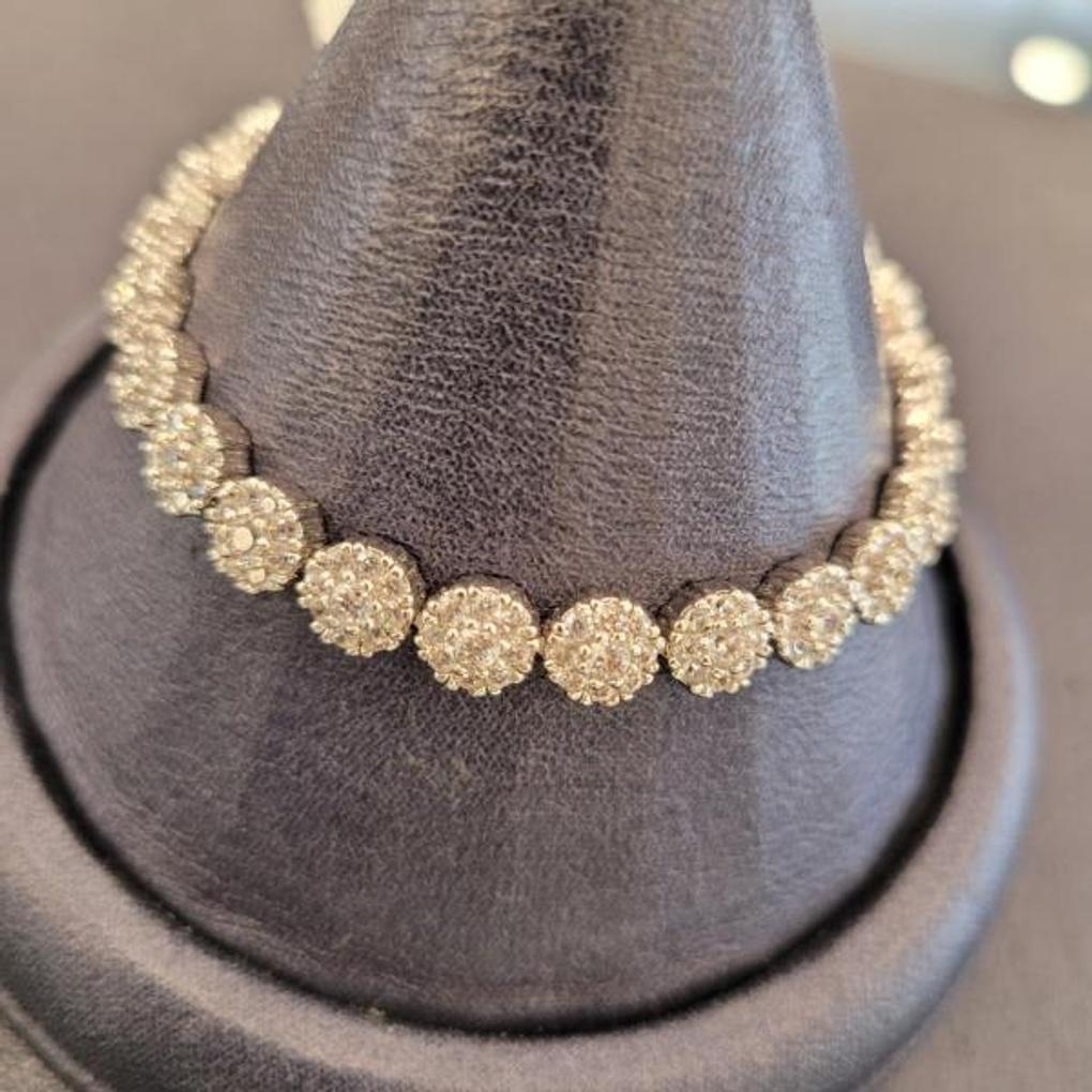 Atria Circle Chain Flower Tennis N Bracelet AAABATN0001WHF