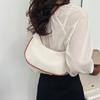 Womens Fashi Handbags Retro Solid Color Pu Leather Bag Half Simple Color Underarm Shoulder Bag Mo Casual Purse