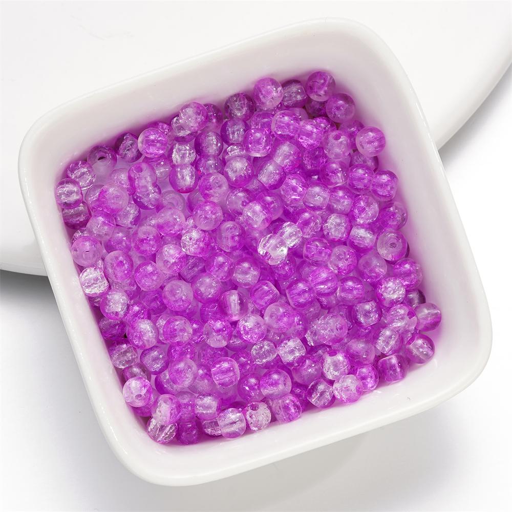 A String 4mm Double Color Round Cracking Glass Beads Necklace Loose Beads For DIY Jewelry Making Bracelet Handmade Accessories