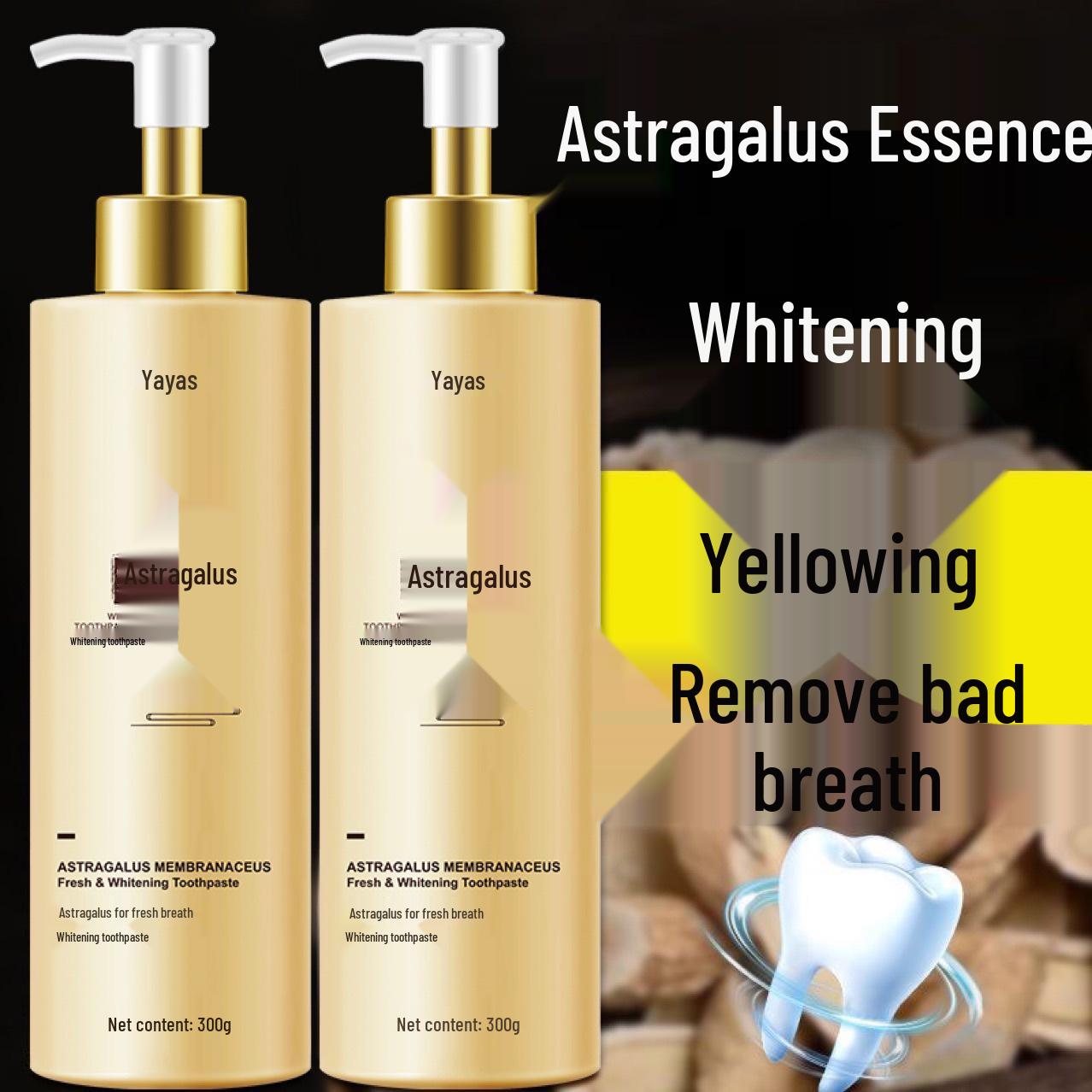 

Huangqi Herbal Toothpaste 300g - Whitens Teeth, Freshens Breath, Removes Stains, Large Capacity Pump