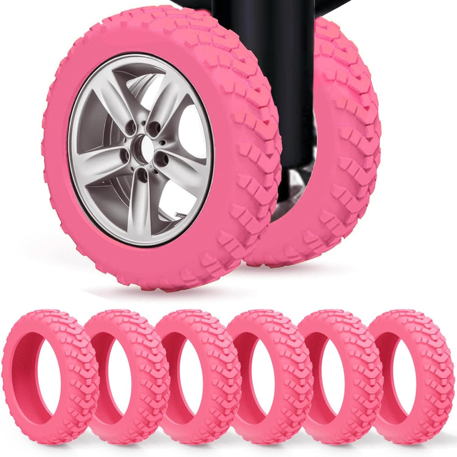 

8 шт. утолщенная текстура силиконовые колеса протектор для багажа уменьшить шум дорожный чемодан колеса чехол аксессуары для багажа 8pcs розовый