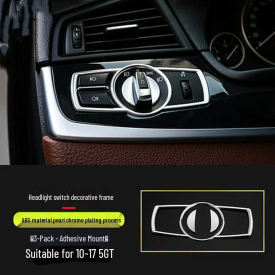 BMW 5 Series GT Interior Modification: Center Console Vent & Window Lift Handle Bright Strip Stickers for 528 535i.