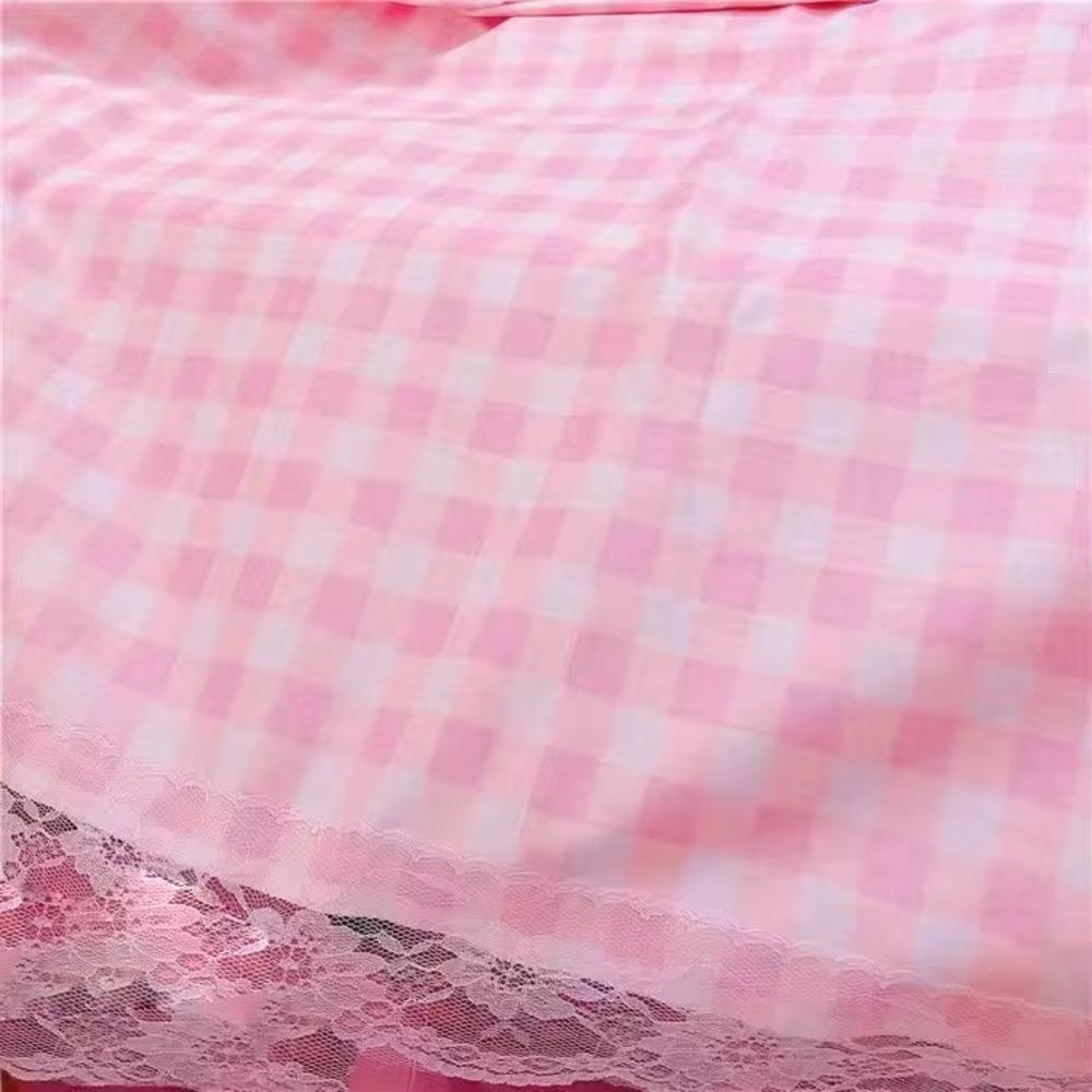 Girls Hot Pink Tablecloth Ins Cute Plaid Desk Cloth Dormitory Computer Wallpaper Mat New Kawaii Room Decoration Table Cover