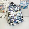 Schoolbag Backpack Men's 1 Trend Graffiti ins Large Capacity Fashion Printing Student Women's Backpack Waterproof and Wear-resistant White Ditch