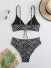 Zebra Print High-Waisted Bikini: Sports Yoga Swimsuit with Drawstring