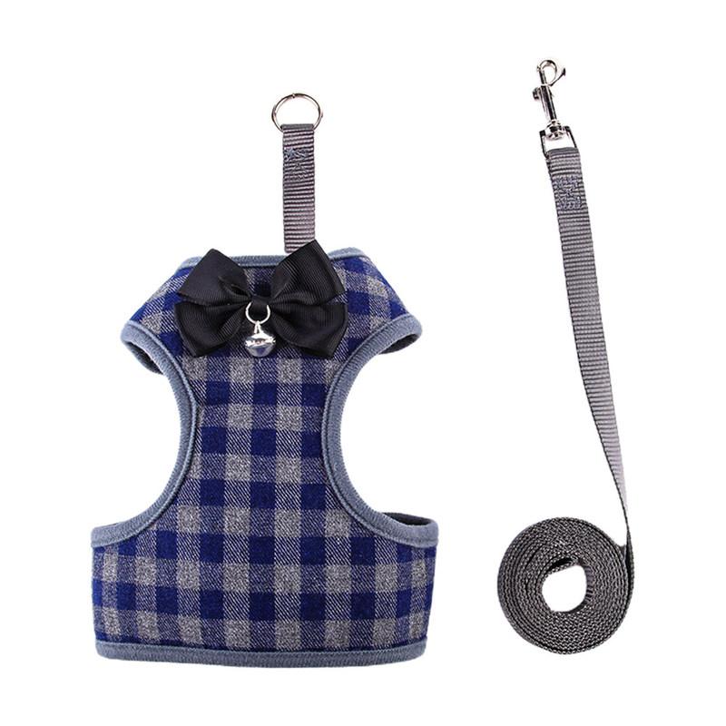 1Set Useful Dog Vest Leash Suit Creative Costume Set for Small Dogs Breathable Comfortable Daily Wear Party Outfit Blue Size S