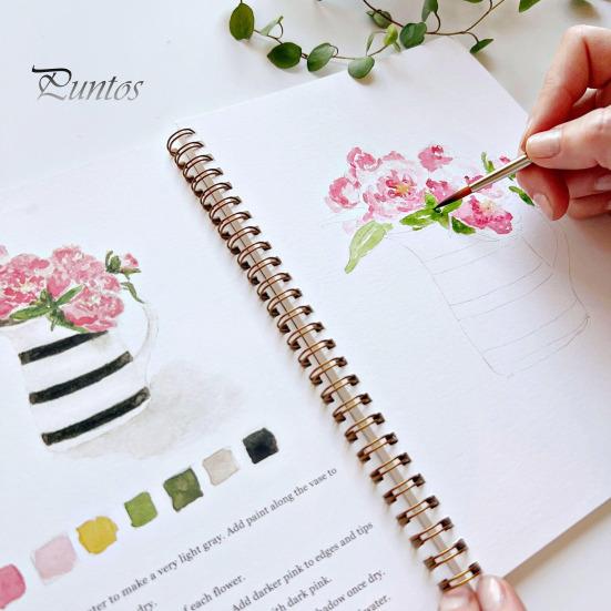 Watercolor Workbook 12 Colors Watercolor Painting Set with Paint Brush Beginner-Friendly Birds Animals Flowers Watercolor Book