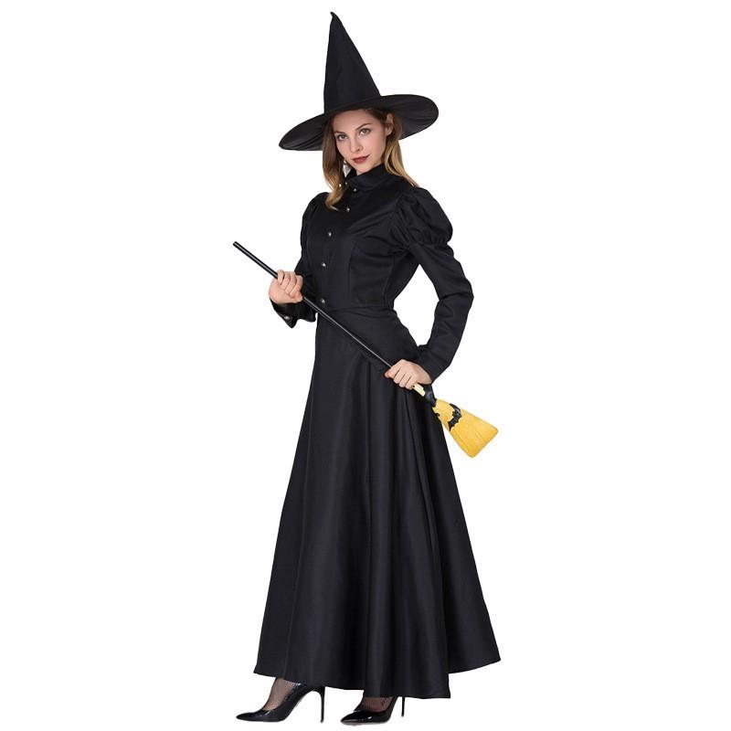 Black Witch Costume Women Halloween Cosplay Dress Adult Role Play Outfit Party Stage Performance