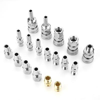18pcs Line Hose Air Compressor Connector Quick Release Assembly Set 14" Pneumatic Iron Parts