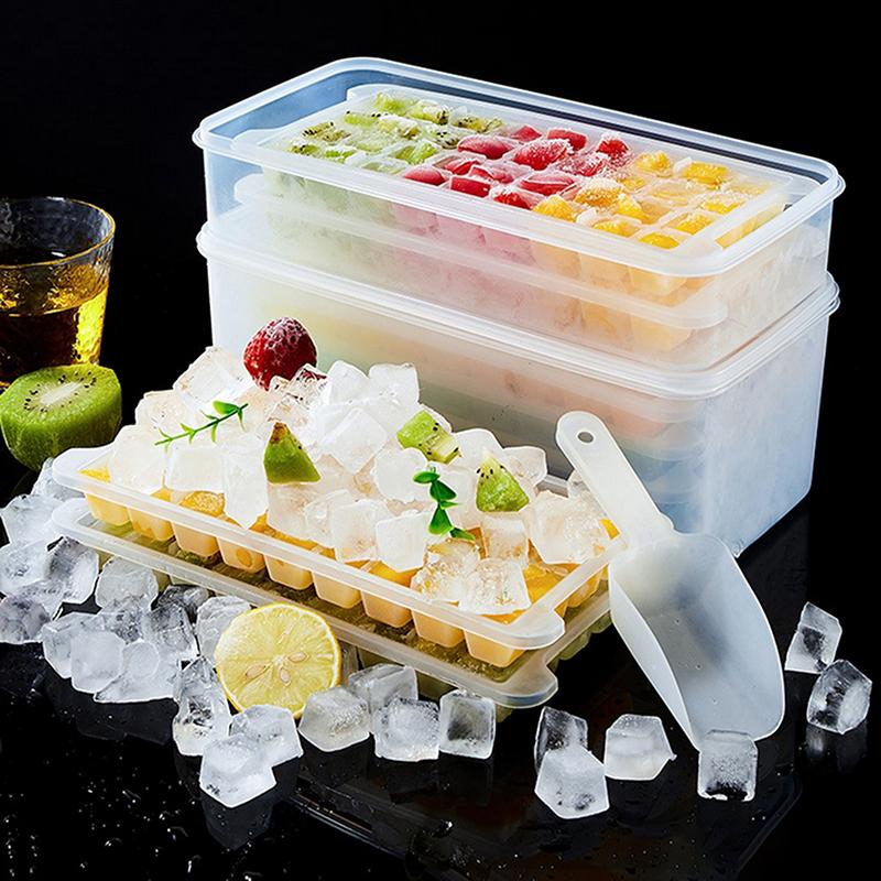 Food Grade Pp Ice Cube Mold Trays 36/72/144 Ice Cube Trays Reusable Ice Tray With Lid Super Easy Release Ice Cube Molds