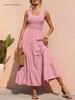 Spring European & American Women's Camisole Dress: Pleated Patchwork A-line with Wide Hem