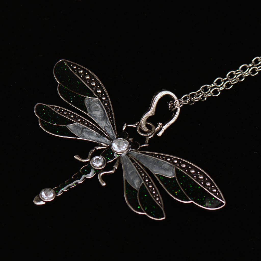 Dragonfly Vintage Ribbon String Purple Diamond Necklace Children'S Girl Necklace