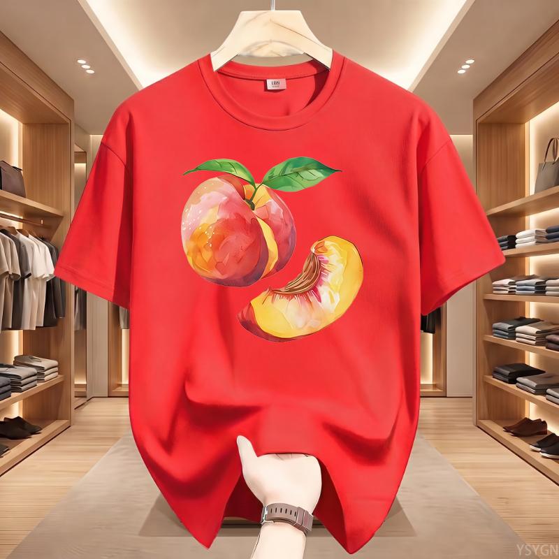 Whole Peach and Slice Man Sports Short Sleeve T-Shirt Summer Short Sleeved Harajuku Streetwear Tops Tees Aesthetic Clothes