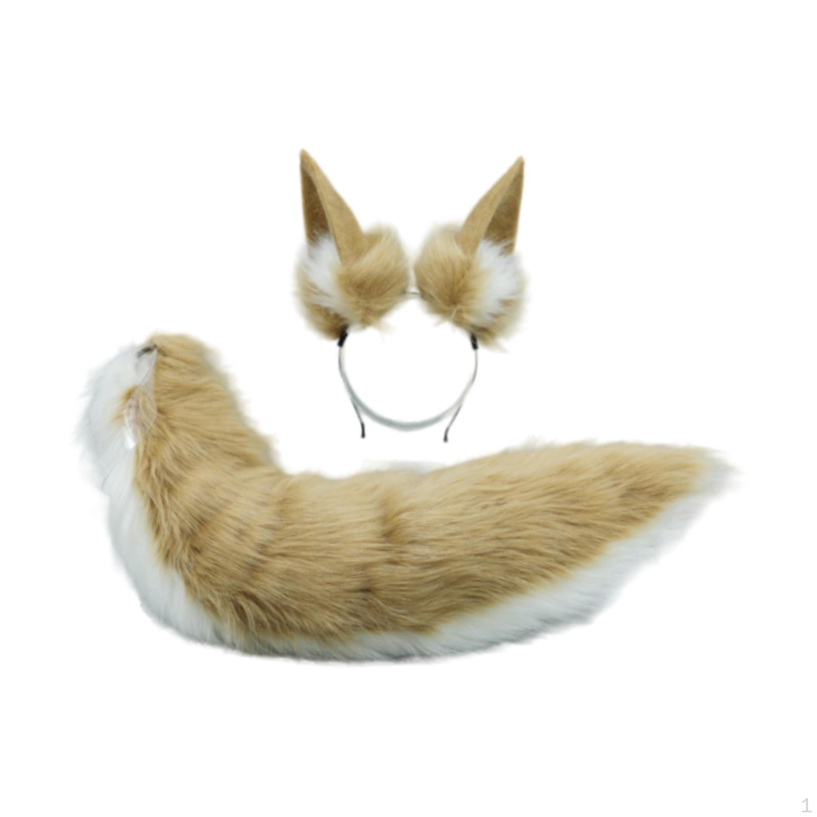 

Набір із вухами та хвостом тварин для косплею. Дорослі жінки, які чекають вечірки, карнавалу Light Brown and White