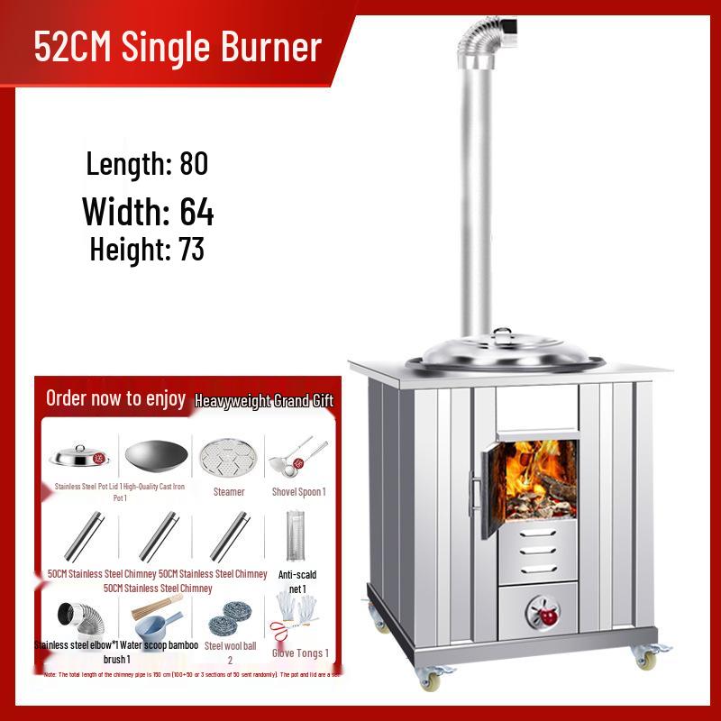 Portable Stainless Steel Wood Stove for Outdoor Cooking