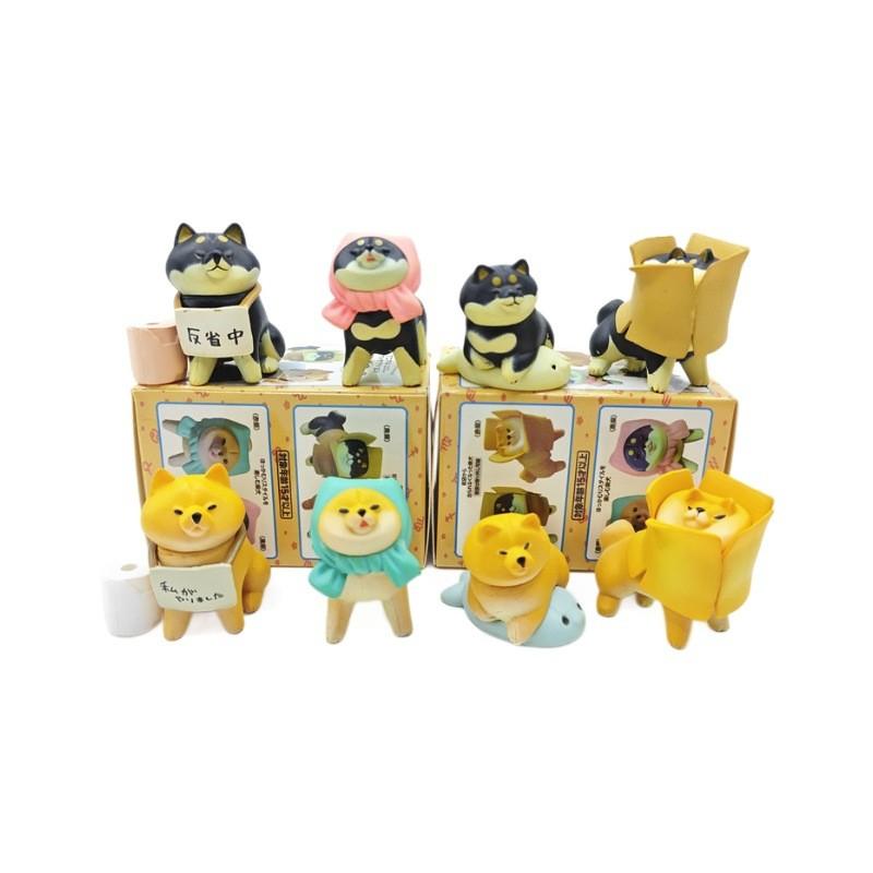 Adorable Pvc Shiba Inu Blind Box Figurines Set Of Eight Reflective Puppies Collectible Toys