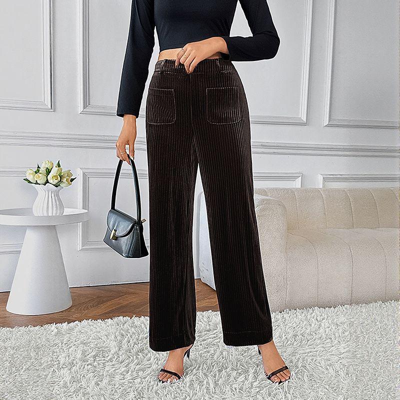 

Autumn Women Trousers Casual Ladies Pants Comfortable Casual Fashion Straight Pants Curry XL