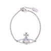 VIVIENNE WESTWOOD Mayfair Bas Relief Classic Series Studded Saturn Seasonal Limited Blue Diamond Silver Chain Bracelet Women Bracelet 61020032-02W388