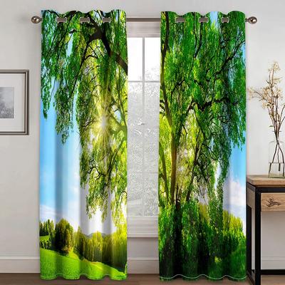 Beautiful Spring and Autumn Forest Trees Leaves Landscape Curtains 2 Panel Living Room Bedroom Home Decor Curtains Free Delivery