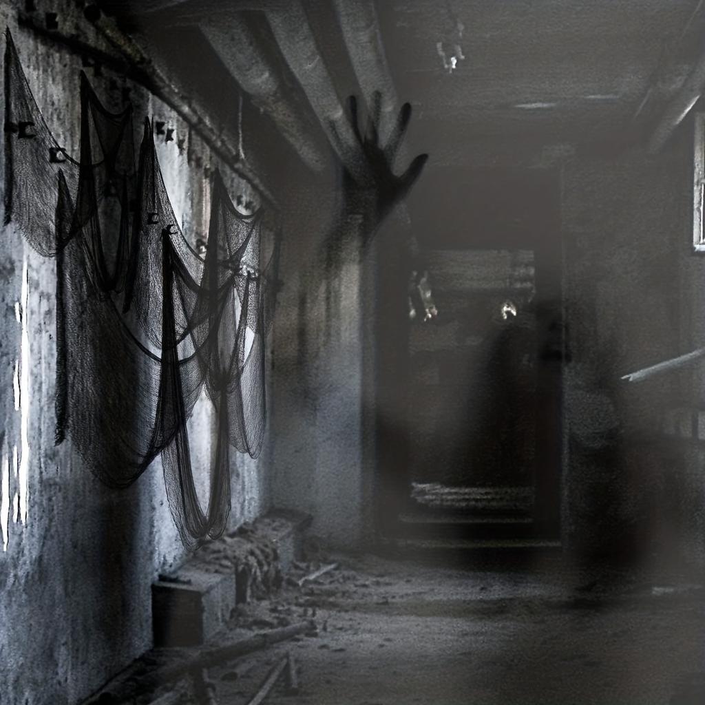 1 szt. Straszna Czarna Przerażająca Tkanina - Upiornie Realistyczna Dekoracja Halloweenowa o Rozmiarze 30x72 cale