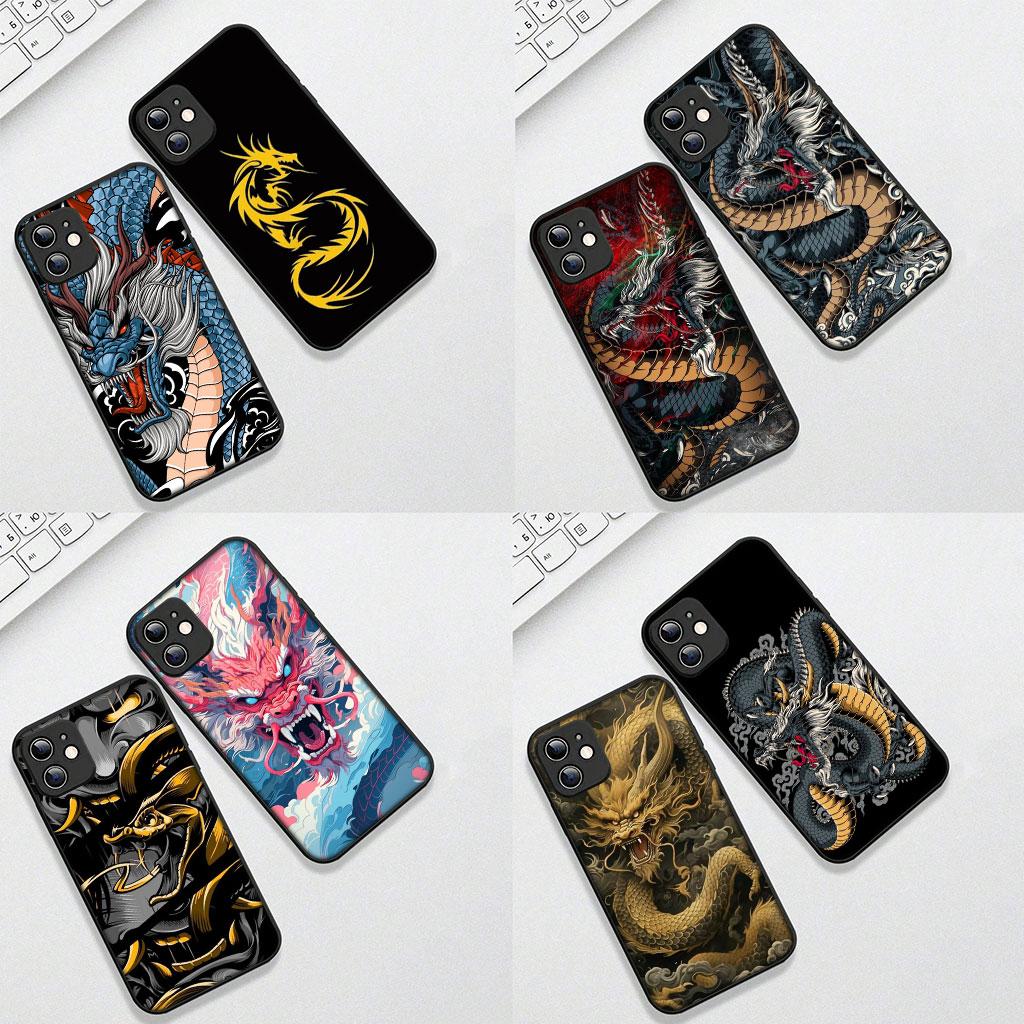 Black Dragon Chinese Loong Cover for Motorola Moto G82 G20 G22 G23 G32 G9 G8 G7 Power Plus G41 G52 G30 G71 E22 E13 E20 E32 Case