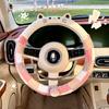 Cartoon Auto Lenkradabdeckung Niedliche Katze Plüsch Winter Warm Auto Griff Rosa Schutzhülle Zubehör